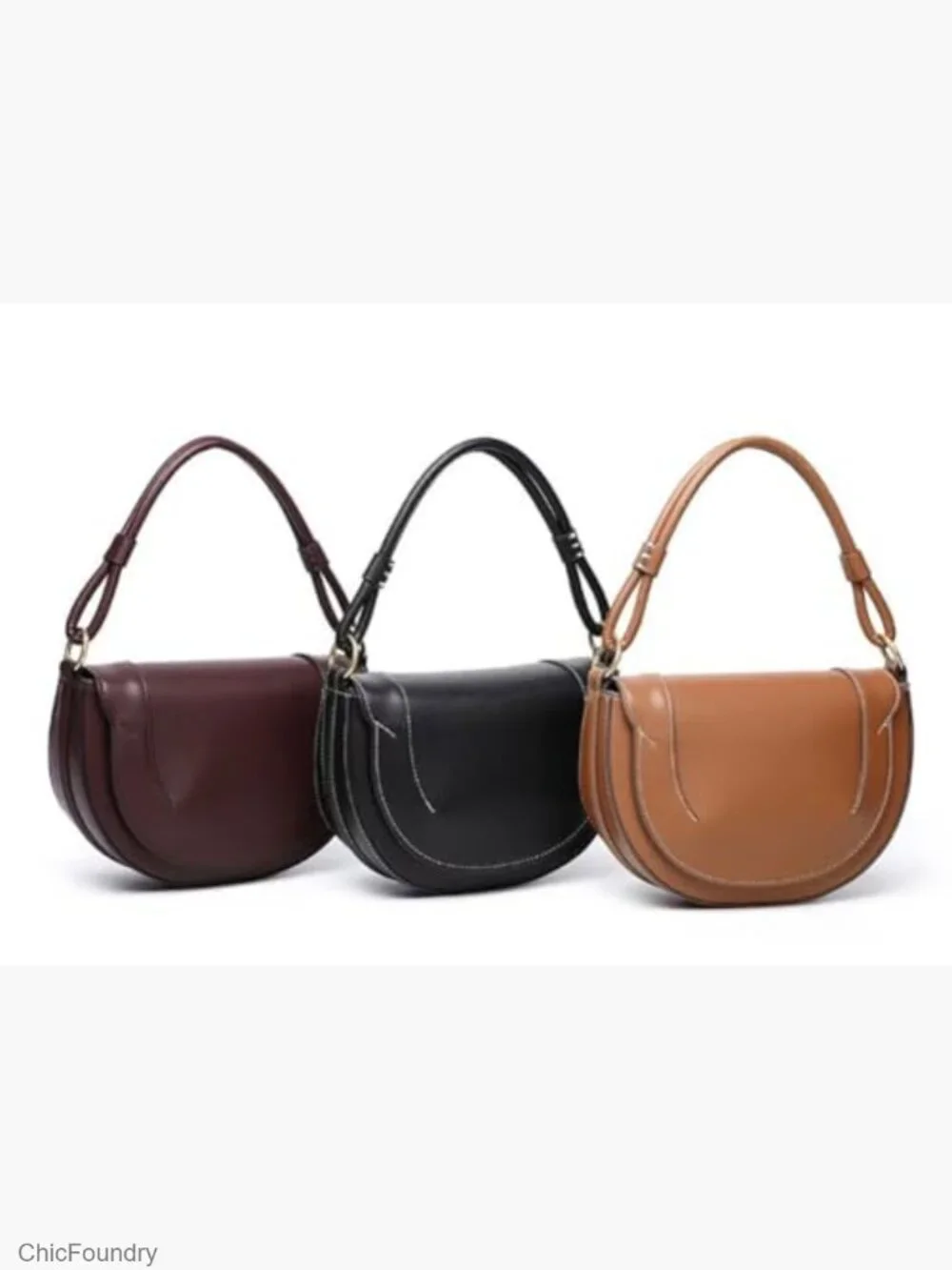 Slouchy PU Leather Crescent Hobo Bag Crossbody Shoulder Purse